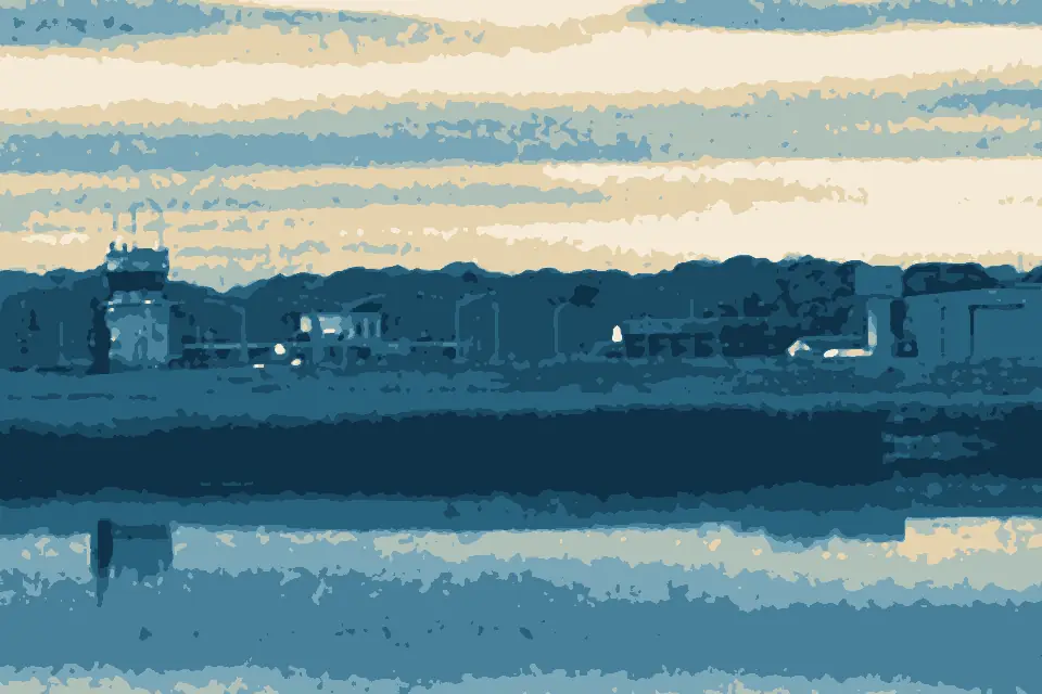 Groton Beach: Groton-New London Airport reflected in the Poquonnock River