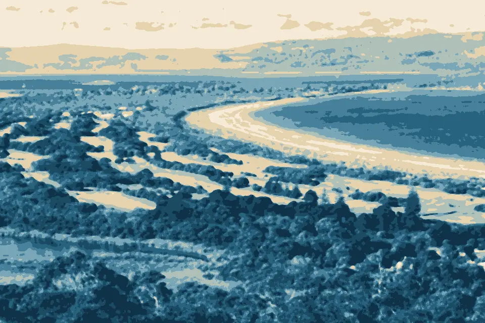 Middleton Beach: Albany Golf Course, Middleton Beach, Emu Point and Oyster Harbour seen from Apex Lookout, April 2022 01