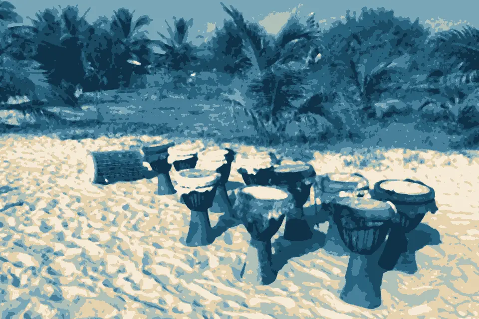 Ospery Beach: Djembes on Paradise Beach (The Gambia) (23924882525)