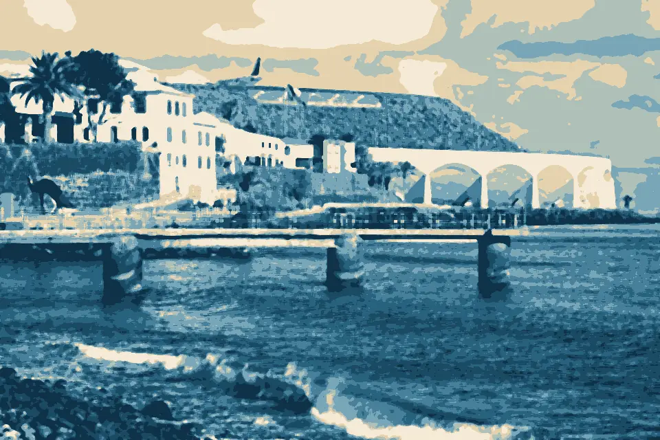 Santa Cruz: View of Madeira Airport from Santa Cruz. Portugal