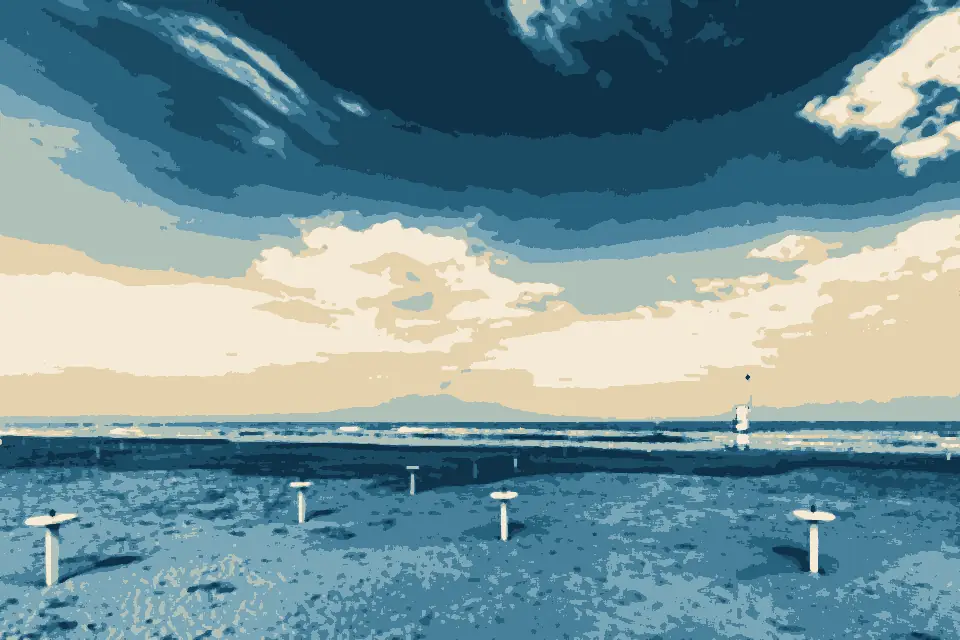 Spiaggia Milano Marittima: Beach - Milano Marittima, Cervia, Ravenna, Italy - April 24, 2019