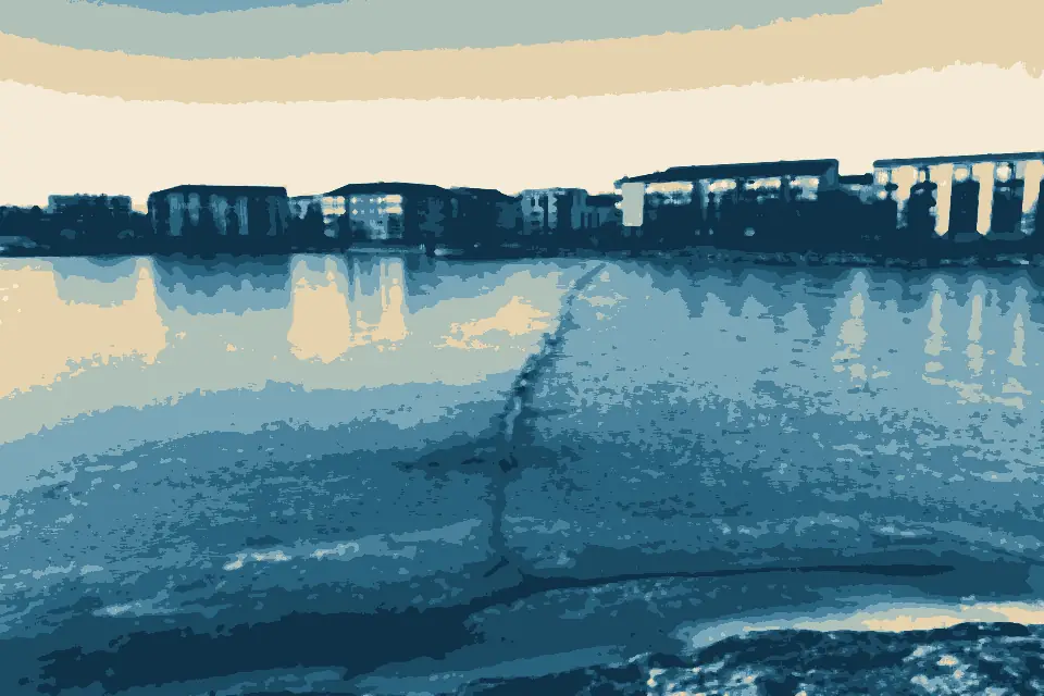 Uppbyviken: Frozen Killingholmansalmi in Helsinki, Finland, 2021 December - 01